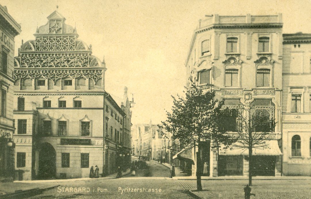 Pocztówka: Stargard i.  Pom., Pyritzerstrasse, ok. 1912 r. 